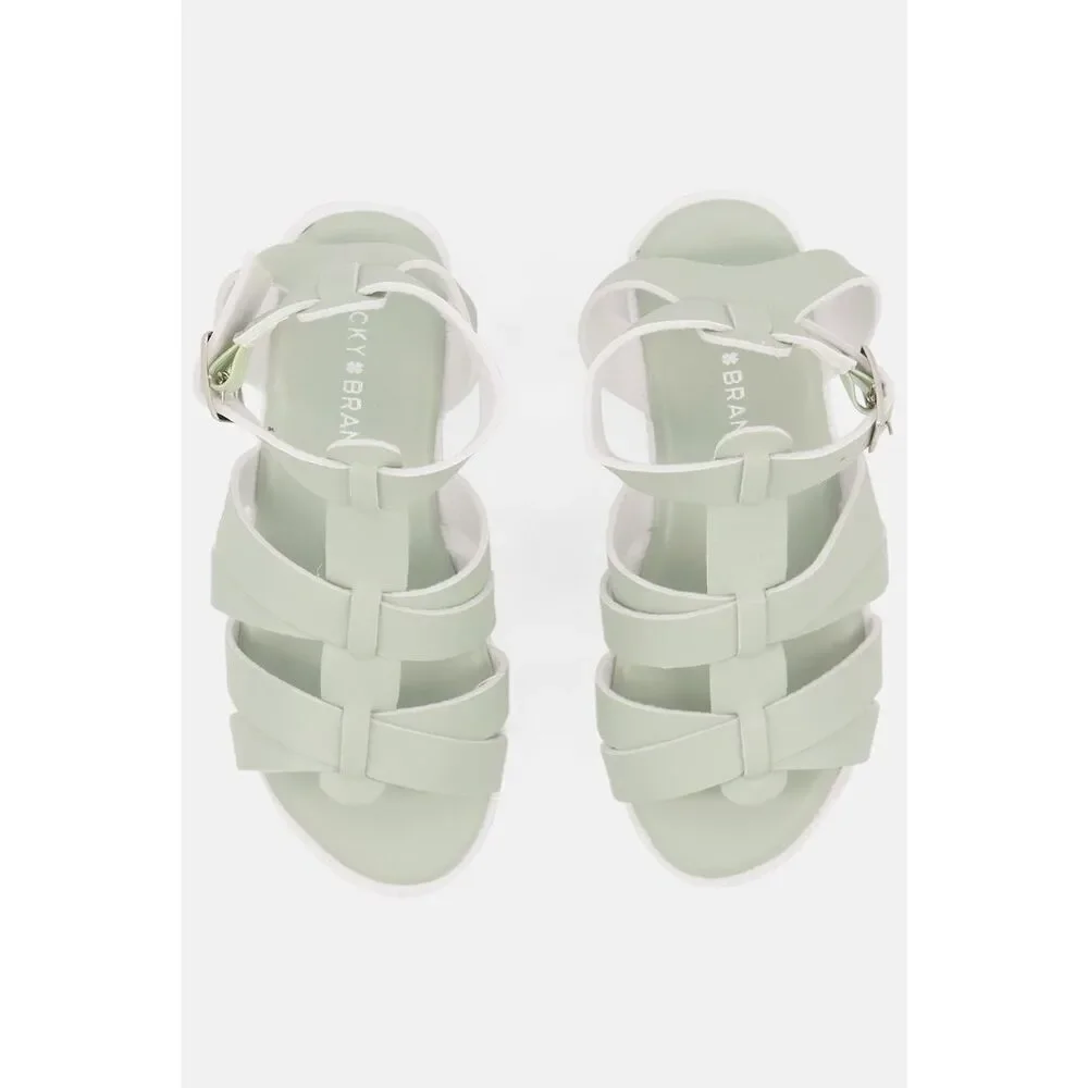 NEW Lucky Brand Kids Girl Adjustable Buckle Sandals, Sage/White - Size 3Youth